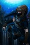  blue_eyes gloves link male mask nintendo the_legend_of_zelda tsubame_fuji_(nanashi) underwater 
