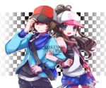  baseball_cap blue_eyes brown_eyes denim denim_shorts efu hat jacket messenger_bag pokemon pokemon_(game) pokemon_black_and_white pokemon_bw ponytail shorts shoulder_bag touko_(pokemon) touya_(pokemon) 