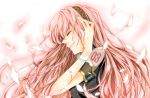 bad_id closed_eyes hadaarennjared long_hair megurine_luka petals pink_hair profile solo vocaloid 