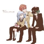  food naoi_ayato otonashi_(angel_beats!) sitting takumi_(pixiv415088) takumi_(scya) tachibana_kanade 