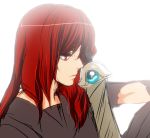  alternate_hairstyle close-up juuni_kokuki kirakira-boshi long_hair nakajima_youko profile redhead solo sword torn_clothes weapon 