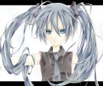  bad_id blue_eyes cosora hatsune_miku long_hair necktie simple_background solo twintails vocaloid 