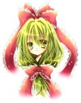  bow bows front_ponytail green_eyes green_hair kagiyama_hina long_hair momomiya_mion ribbon touhou 