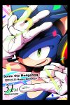  1boy 2022 dated furry furry_male gloves green_eyes happy_birthday headphones index_finger_raised male_focus middle_w open_mouth solo sonic_(series) sonic_the_hedgehog t_akiko w white_gloves 