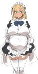  1girl artist_request blonde_hair large_breasts legs maid maid_uniform pregnant simple_background skirt solo tagme white_background 