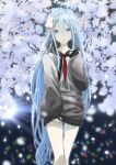  1girl 25-ji_night_code_de._(project_sekai) absurdres blue_eyes blue_hair flower hair_flower hair_ornament highres hood long_hair looking_at_viewer project_sekai solo very_long_hair y.kami_nao/take yoisaki_kanade 