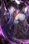  1girl armor bangs breasts genshin_impact highres long_hair painterly purple_hair raiden_shogun shatukawa shoulder_armor solo very_long_hair violet_eyes 