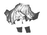  1girl blending commentary_request grey_background greyscale highres mitsuki3s_kir monochrome original pleated_skirt romaji_commentary simple_background sketch skirt solo thigh-highs zettai_ryouiki 