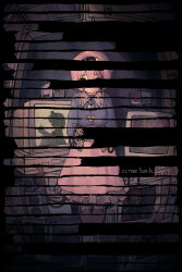  1girl absurdres akirama bad_apple!! black_hairband blackout_poetry blouse blue_shirt buttons commentary_request crt english_text expressionless eyeball fisheye frilled_shirt_collar frilled_sleeves frills fumo_(doll) hair_ornament hairband heart heart_button heart_hair_ornament highres indoors kaenbyou_rin komeiji_satori korean_commentary looking_at_viewer microwave phone pink_hair pink_skirt pink_slippers redaction security_camera shirt sitting skirt slippers solo speaker subterranean_animism television third_eye touhou 