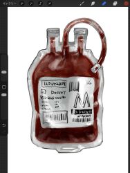  art_program_in_frame barcode blood blood_bag blood_type commentary_request english_text gumidrawing highres intravenous_drip no_humans object_focus original painterly realistic screenshot simple_background white_background 