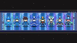 6+boys android armor assault_visor blue_armor blue_eyes blue_helmet brown_hair chineseninja closed_mouth commentary copyright_name cyber_elf_x_(mega_man) dated english_commentary forehead_jewel green_eyes hair_between_eyes looking_at_viewer male_focus mega_man_(character) mega_man_(classic) mega_man_(series) mega_man_1 mega_man_battle_network_(series) mega_man_battle_network_1 mega_man_legends mega_man_legends_(series) mega_man_star_force_(series) mega_man_star_force_1 mega_man_volnutt mega_man_x1 mega_man_x_(series) mega_man_xtreme mega_man_zero_(series) mega_man_zero_1 mega_man_zx megaman.exe multiple_boys netnavi omega-xis_(mega_man) pixel_art red-tinted_eyewear smile standing star_force_mega_man tinted_eyewear vent_(mega_man) x_(mega_man)
