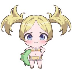  1girl alternate_costume baybell bikini blonde_hair blue_eyes chibi commission fire_emblem fire_emblem_awakening frog highres holding holding_swim_ring lissa_(fire_emblem) navel second-party_source swim_ring swimsuit twintails 