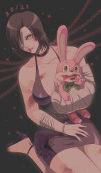 2024 bandages brown_hair chain chains eileen_galvin eyepatch konami purple_dress rabbit ruedefaux silent_hill silent_hill_(series) silent_hill_4 silent_hill_4:_the_room twitter