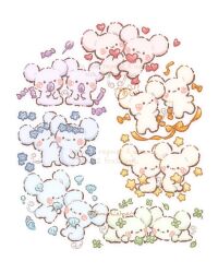  blue_flower blush_stickers bow brown_eyes candy clover commentary_request flower food heart highres holding leaf lollipop no_humans orange_bow orange_ribbon pokemon pokemon_(creature) pokemon_focus ribbon seashell shell star_(symbol) tandemaus temariame14 twitter_username wrapped_candy 