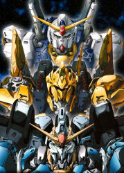  1980s_(style) 1990s_(style) aeug artist_request commentary_request fujita_kazumi gundam gundam_mk_ii highres hyaku_shiki looking_at_viewer magazine_scan mecha mecha_focus mobile_suit nebula no_humans official_art promotional_art redesign retro_artstyle robot scan science_fiction sky space star_(sky) starry_sky traditional_media v-fin zeta_gundam zeta_gundam:_a_new_translation zeta_gundam_(mobile_suit) zeta_gundam_define 