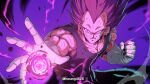  1boy absurdres battle_damage clenched_hand closed_mouth dragon_ball dragon_ball_super gloves highres horang4628 incoming_attack male_focus muscular muscular_male no_eyebrows purple_hair solo spiky_hair torn_clothes ultra_ego_(dragon_ball) vegeta violet_eyes white_gloves 