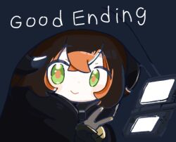  1girl curled_horns dark handheld_game_console holding holding_handheld_game_console horns night nintendo_3ds orange_hair orphie_magnusson pachikuri_(udon_zaru) smile under_covers v zenless_zone_zero 