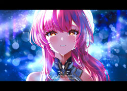 1girl aemeath_(wuthering_waves) blush chinese_commentary commentary_request crying crying_with_eyes_open english_text highres letterboxed long_hair looking_at_viewer m_(1n910) orange_eyes parted_lips pink_hair portrait solo star-shaped_pupils star_(symbol) straight-on symbol-shaped_pupils tears wuthering_waves 