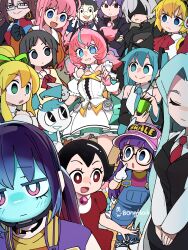 2b_(nier:automata) 6+girls absurdres aigis_(persona) android android_21 angela_(project_moon) annotated aqua_eyes aria_(zenless_zone_zero) artist_name black_eyes blank_eyes blue_eyes boku_to_roboco bongftah bright_pupils closed_eyes commentary crossover cyborg dr._slump dragon_ball dragon_ball_fighterz ghost_in_the_shell green_eyes hatsune_miku highres jenny_wakeman kurusu_makina_(milky_galactic_universe) kusanagi_motoko lobotomy_corporation mega_man_(classic) mega_man_(series) milky_subway multiple_crossover multiple_girls my_life_as_a_teenage_robot nichijou nier:automata nier_(series) nono_(top_wo_nerae_2!) norimaki_arale persona persona_3 pink_pupils project_moon red_eyes roboco_(boku_to_roboco) roll_(mega_man) shinonome_nano star-shaped_pupils star_(symbol) symbol-shaped_pupils tetsuwan_atom top_wo_nerae!_(series) top_wo_nerae_2! trait_connection untranslatable_commentary uran_(tetsuwan_atom) violet_eyes vocaloid white_pupils zenless_zone_zero 