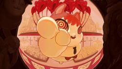  1girl :3 @_@ absurdres animal_ears animalization bakery balloon bird black_necktie bow bread bread_slice cake chainsaw chainsaw_man chibi chicken chicken_(food) church cross cross-shaped_pupils fisheye floating food furrification furry furry_female highres ice_cream intestines looking_at_viewer makima_(chainsaw_man) necktie nya_tt0 open_mouth pointing pointing_at_viewer popcorn rabbit reaching red_bow red_eyes red_hair ringed_eyes shop short_hair smile solo stuffed_toy symbol-shaped_pupils teeth too_many_balloons yellow_eyes 