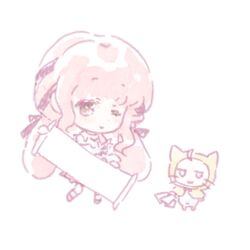  1girl :3 ahoge animal ankle_socks bare_shoulders black_bow black_ribbon bow bow_choker bowtie bright_pupils brown_eyes cat chibi chinese_commentary choker cloak closed_mouth clothed_animal commentary_request dot_nose ear_covers frilled_shirt frilled_skirt frilled_sleeves frills hair_bow hair_ribbon happy holding holding_paper holding_scroll hood hood_up hooded_cloak infinity_nikki jintianshigehaotianqine light_blush long_hair long_sleeves looking_at_viewer low_twintails lowres medium_skirt momo_(nikki) navel nikki_(nikki) nikki_(series) off-shoulder_shirt off_shoulder one_eye_closed paper perfect_start_(infinity_nikki) pink_bow pink_bowtie pink_choker pink_hair pink_shoes pink_skirt pleated_skirt red_bow red_bowtie ribbon scroll shirt shoes simple_background skirt smile socks traditional_bowtie tress_ribbon twintails very_long_hair whiskers white_background white_cat white_pupils white_shirt white_socks yellow_cloak 