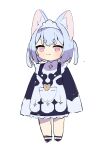 1girl :3 absurdres animal_ear_fluff animal_ears bangs cat_ears chibi dress frilled_dress frills hajime_(hajime-ill-1st) highres light_blue_hair long_sleeves maid maid_headdress original short_hair simple_background sleeves_past_fingers sleeves_past_wrists solo thick_eyebrows twintails violet_eyes white_background 