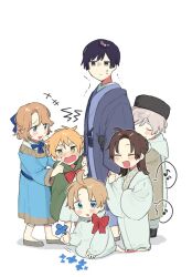  +++ 6+boys aged_down ahoge america_(hetalia) axis_powers_hetalia b_b_8681 babysitter baggy_pants barefoot belt black_belt black_boots black_gloves black_hat blonde_hair blue_belt blue_bow blue_bowtie blue_dress blue_eyes blue_flower blue_kimono blush boots bow bowtie brown_coat brown_hair cape chest_bow child china_(hetalia) chinese_clothes closed_eyes closed_mouth coat commentary_request crossdressing crossdressing_(mtf) dress empty_eyes floral_print flower france_(hetalia) full_body fur_hat gloves green_cape green_eyes grey_hair grey_shoes hair_bow hand_up hanfu haori hat holding holding_flower holding_hands hood hooded_cape hug hug_from_behind japan_(hetalia) japanese_clothes kimono lightning_bolt_symbol long_hair long_sleeves looking_at_another looking_at_object looking_down male_focus multiple_boys music musical_note open_clothes open_mouth pants parted_bangs puffy_long_sleeves puffy_sleeves purple_hair purple_haori red_bow robe romper russia_(hetalia) scarf seiza shadow shoes short_hair simple_background singing sitting smile speech_bubble spoken_musical_note standing sweatdrop trembling united_kingdom_(hetalia) v-shaped_eyebrows violet_eyes white_background white_hanfu white_pants white_robe white_romper white_scarf wide_sleeves yellow_eyes 