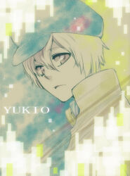  1boy androgynous bleach commentary_request from_side frown hair_between_eyes hat jacket limited_palette male_focus portrait solo tamaki_(arrowroute829) yukio_hans_vorarlberna 