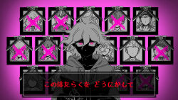  1boy book commentary_request danganronpa_(series) danganronpa_2:_goodbye_despair hanamura_teruteru highres holding holding_book hood hood_down hooded_jacket iei jacket koizumi_mahiru komaeda_nagito kuzuryu_fuyuhiko long_sleeves looking_at_viewer medium_hair mioda_ibuki nanami_chiaki nidai_nekomaru open_book owari_akane pekoyama_peko pink_background shoki_(user_asjs7487) soda_kazuichi solo sonia_nevermind spoilers tanaka_gundham togami_byakuya_(danganronpa_2) translation_request tsumiki_mikan upper_body 