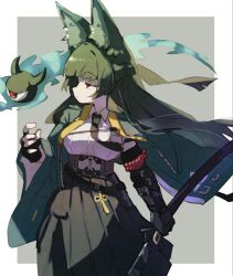 1girl animal_ears fox_ears hoshimi_miyabi katana long_hair looking_to_the_side serious tailless_(zenless_zone_zero) zenless_zone_zero