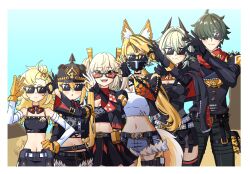 animal_ears burnice_white caesar_king_(zenless_zone_zero) lighter_(zenless_zone_zero) long_hair luciana_de_montefio medium_hair multiple_girls piper_wheel pulchra_fellini short_hair sunglasses zenless_zone_zero