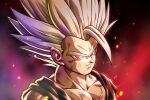  1boy absurdres battle_damage closed_mouth dragon_ball dragon_ball_super dragon_ball_super_super_hero highres looking_at_viewer male_focus pea-bean red_eyes solo son_gohan spiky_hair upper_body white_hair 