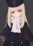  1girl bangs black_background coat eyebrows_behind_hair fate/stay_night fate_(series) hair_between_eyes illyasviel_von_einzbern long_hair looking_at_viewer red_eyes scarf simple_background solo upper_body white_hair winter_clothes zumi_tiri 