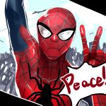  1boy aircraft airplane bodysuit commentary_request english_text highres jonasan_(bad-t) male_focus marvel one-hour_drawing_challenge red_bodysuit solo spider-man spider-man_(series) spider_web_print superhero upper_body 