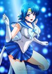  blue_eyes blue_hair doctor_zexxck duplicate earrings gloves highres jewelry looking_at_viewer open_mouth pixel-perfect_duplicate sailor_mercury short_hair skirt white_gloves 