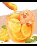  blush_stickers commentary_request continuo0226 drooling food food_focus fruit highres honey in_food in_jar jar kirby kirby_(series) leaf lemon lemon_slice letterboxed no_humans open_mouth solo spoon star_(symbol) twitter_username 