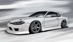  absurdres bokuya car commentary_request commission from_side ground_vehicle highres motor_vehicle nissan nissan_s15_silvia no_humans original rear-view_mirror skeb_commission sports_car vehicle_focus white_background 