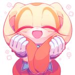  1girl :d ^_^ closed_eyes cream_the_rabbit facing_viewer female_child furry furry_female gloves open_mouth orange_eyes pyungsyu rabbit_girl simple_background smile solo sonic_(series) white_background white_gloves 