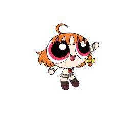  1girl ahoge black_socks bow bowtie braid brown_shoes chibi chibi_only full_body game_cg grey_sailor_collar grey_skirt long_sleeves love_live! love_live!_school_idol_festival love_live!_sunshine!! miniskirt official_art open_mouth orange_hair parody pleated_skirt powerpuff_girls powerpuff_girls_(style) red_bow red_bowtie red_eyes sailor_collar sailor_shirt school_uniform shirt shoes short_hair simple_background single_braid skirt smile socks solo style_parody tachi-e takami_chika third-party_source transparent_background uranohoshi_school_uniform white_shirt winter_uniform 