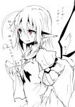  1girl ahoge animal_ears bird_ears bird_wings blush dress fang fingernails hair_between_eyes kuroneko_no_toorimichi long_fingernails long_sleeves mystia_lorelei no_hat no_headwear open_mouth pink_eyes sharp_fingernails short_hair simple_background sketch smile solo touhou translation_request upper_body white_background wide_sleeves wings 