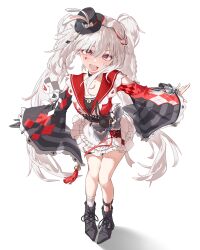  1girl ankle_garter apron bare_legs bare_shoulders bell belt black_collar black_gloves black_hat black_shoes braid braided_bangs braided_sidelock breasts clothing_cutout collar commentary_request dancing detached_sleeves diamond_(shape) diamond_facial_mark diamond_on_cheek facial_mark floating_hair frilled_apron frilled_skirt frilled_sleeves frills gloves grey_hair hat hat_ornament heart heart_facial_mark heart_on_cheek highres honkai:_star_rail honkai_(series) long_hair looking_at_viewer mark_under_both_eyes mini_hat mini_top_hat multicolored_hair nude nunsori open_mouth pink_eyes pink_hair plaid_clothes plaid_sleeves poker rabbit_ear_headwear rabbit_hat_ornament red_hair red_ribbon ribbon see-through_clothes see-through_socks shoes shoulder_cutout simple_background single_glove skirt smile socks solo sparkle_(honkai:_star_rail) sparxie_(honkai:_star_rail) streaked_hair thigh_strap thumbs_up_emoji top_hat twintails very_long_hair white_background white_hair 