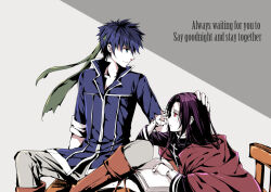  2boys blue_eyes blue_hair book commentary_request english_text facial_mark fire_emblem fire_emblem:_path_of_radiance forehead_mark green_headband hand_on_another's_head headband ike_(fire_emblem) implied_yaoi long_hair male_focus multiple_boys open_book red_eyes short_hair soren_(fire_emblem) takunori_no_soren 