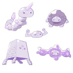  :> :< character_request cocomayo29_(tomato) commentary forehead_jewel full_body gem googly_eyes hololive hololive_english no_humans pebble_(koseki_bijou) pokemon simple_background smile untranslatable_commentary white_background 