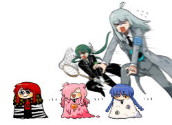  >_< 2boys 3girls adoration_(e.g.o) ahoge black_coat black_necktie black_pants butterfly_hair_ornament coat collared_shirt commentary_request e.g.o_(project_moon) employee_(project_moon) engulfing_dream_(e.g.o) flying_sweatdrops grey_coat grey_hair grey_pants grey_vest hair_ornament hair_over_one_eye lobotomy_corporation long_hair long_sleeves low_twintails mini_person miniboy minigirl multiple_boys multiple_girls necktie nugget_(project_moon) open_mouth pants pink_hair project_moon red_hair shirt solemn_lament_(e.g.o) sound_of_a_star_(e.g.o) sweat twilight_(e.g.o) twintails vest wei_qie_zaisheng white_shirt 