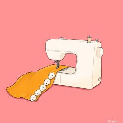  animal animal_focus commentary_request fabric hamster no_humans original pink_background sewing_machine simple_background spool thread upiupisyo 