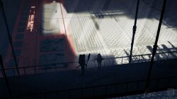  2girls absurdres commentary_request factory highres kani_etizen03 multiple_girls original scenery sunlight 