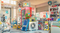  3d absurdres air_conditioner akira_(manga) ale-8-one_(drink) artist_logo artist_name ayase_momo bad_link bishoujo_senshi_sailor_moon cactus camera can cooler dandadan disney drink_can edogawa_conan electric_fan eva_01 fanta game_console gashapon grape_soda gundam hand_fan hatsune_miku highres kaneda_shoutarou's_bike kirby kirby_(series) kitamura_camera knuckles_the_echidna kung_fu_panda ladder logo maneki-neko megurine_luka meitantei_conan neon_genesis_evangelion neon_sign newspaper nintendo nintendo_64 no_humans ogino_chihiro omorphia original phone plastic_bottle po_(kung_fu_panda) princess_fiona radio rx-78-2_gundam security_shutter sega sega_mark_iii sen_to_chihiro_no_kamikakushi shadow_the_hedgehog shrek shrek_(series) shrek_the_third soda_can sonic_(series) sonic_the_hedgehog sony sprite_(drink) stepladder tails_(sonic) takakura_ken_(dandadan) television the_legend_of_zelda the_legend_of_zelda:_four_swords tsukino_usagi vending_machine videocassette_recorder vocaloid wall-e wall-e_(character) wet_floor_sign 