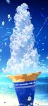  beach blue_sky bubble clouds cloudy_sky cone cumulonimbus_cloud day fish floating food highres ice_cream makoron117117 ocean original sand scenery sky soft_serve starfish sunlight water 