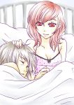   aragaki_shinjirou bed brown_hair couple closed_eyes female_protagonist_(persona_3) honey-mie persona persona_3 persona_3_portable sleeping smile tank_top  