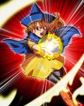  angry boots cape dragon_quest dragon_quest_iv dress energy_ball gloves hat kamehameha long_hair open_mouth orange_hair pantyhose poki_a red_eyes 